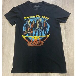 Aerosmith Dream On 1973 Graphic T-Shirt Mens Small Black Rock Band Tee Cotton